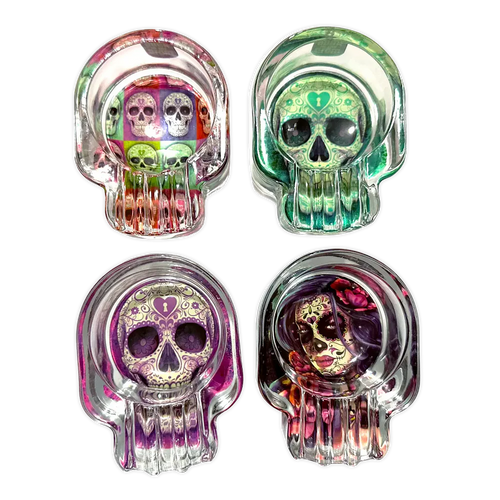 Glass Ashtray in Skull Shaped Design