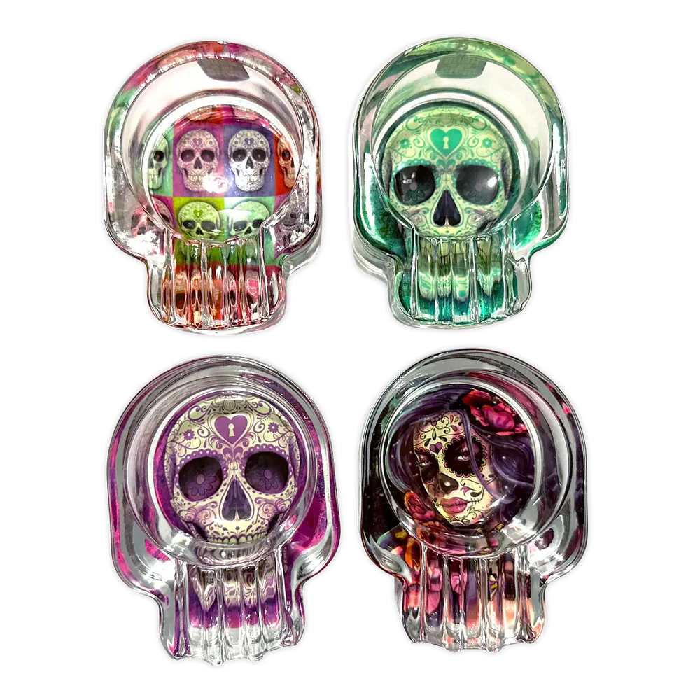 Glass Ashtray in Skull Shaped Design